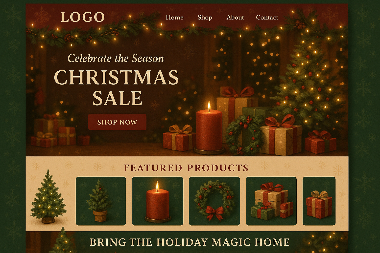 A welcoming Christmas vibe store page
