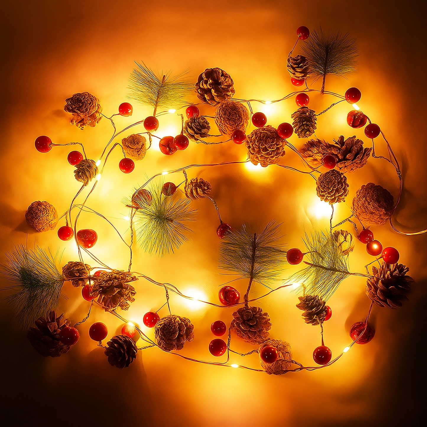 6.56FT 20LEDs Pine Cone & Needle Christmas String Lights